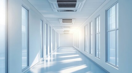 Obraz premium A modern, empty hallway ready for an air conditioning system installation.