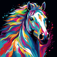 Colorful horse pop art vector illustration