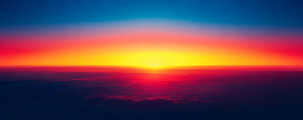 Obraz premium Aerial sunset, vibrant sky, cloudscape