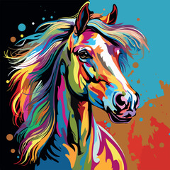 Colorful horse pop art vector illustration