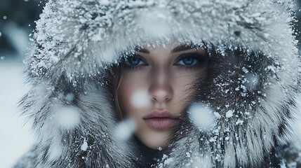 Winter Wonderland: Snow-Covered Hooded Coat (AI Generated)