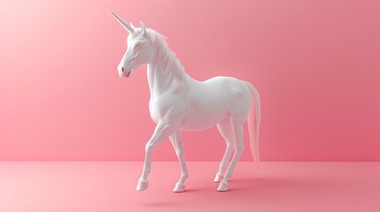 A white unicorn on a pink background.