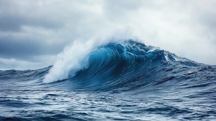 Fototapeta premium Powerful ocean wave crashing in stormy sea