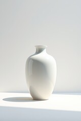 there is a white vase sitting on a white surface