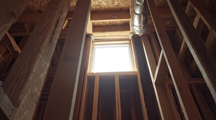 Fototapeta premium Drilled wall entry point for AC pipes leading from the indoor unit to the compressor