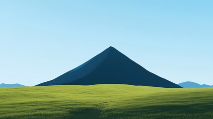 Green field, pyramid mountain, clear sky, tranquil scene, nature wallpaper