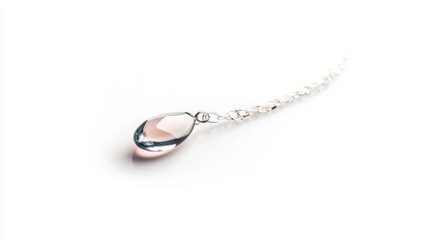 Elegant silver necklace with a shiny crystal drop pendant. Generative AI