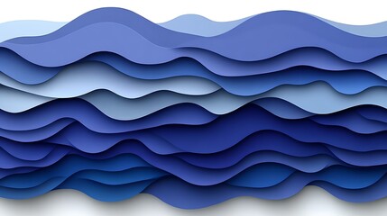 Fototapeta premium Layered Blue Waves Abstract Paper Art Design