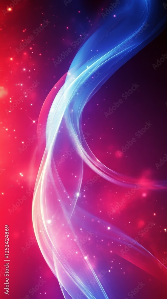 Poster abstract wave pattern with vibrant colors and glowing effects, modern art concept