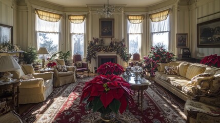 Christmas Elegance: A Luxurious Victorian Living Room Decorated for the Holidays
