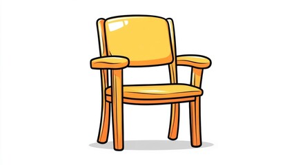 Fototapeta premium Yellow wooden chair with armrests isolated on a white background. Generative AI