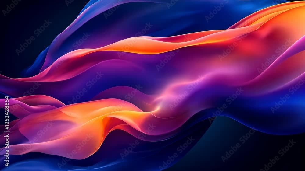 Poster colorful abstract waves flowing through the dark background creating a captivating visual experience