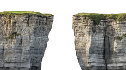Two cliffs with a gap isolated on transparent background