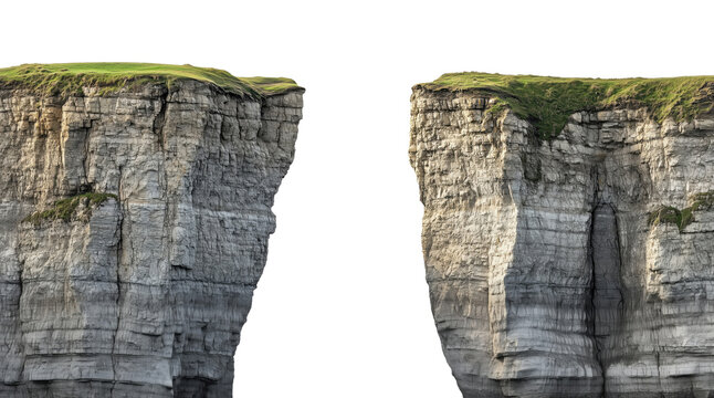 Two cliffs with a gap isolated on transparent background