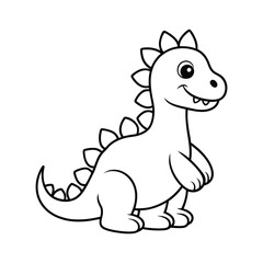 Adorable Baby Dinosaur Line Art Vector Illustration – Cute Cartoon Dinosaur Outline for Kids and Digital Art