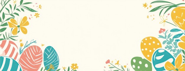 Easter eggs & flowers spring banner