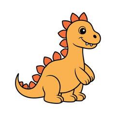 Adorable Cartoon Baby Dinosaur Vector Illustration – Cute Orange Stegosaurus Clipart for Kids and Digital Art