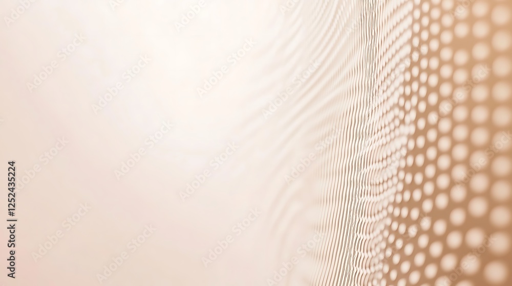 Poster abstract beige pattern with wavy lines and dots