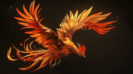 Obraz premium A Phoenix in flight with its wings spread wide.