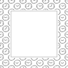 clock icon frame. doodle clock icon square frame. hand drawn clock icon frame background. clock icon background