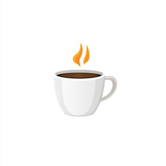 A simple vector style illustration of a white coffee cup with coffee and a single wisp of steam rising from it