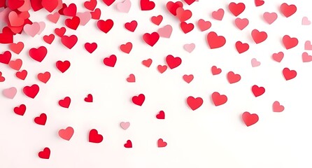 Romantic Heart Confetti Background with Soft Pink Gradient. Love and Valentine’s Day Design.