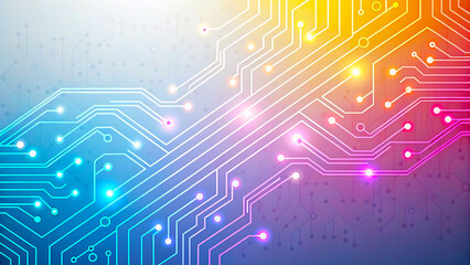 Obraz premium Futuristic Circuit Board Design with Illuminated Paths. Digital Art for Presentations and Backgrounds