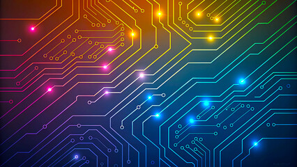Obraz premium Futuristic Circuit Board Design with Illuminated Paths. Digital Art for Presentations and Backgrounds