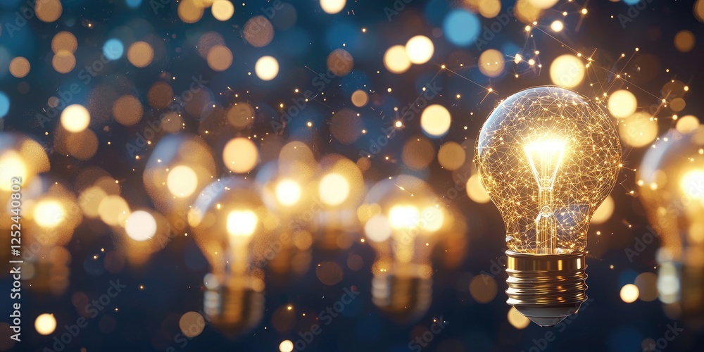 Fototapete beautiful close-up of light bulbs with sparkling lights creating a magical atmosphere for creative a