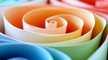 Obraz premium Pastel Paper Swirls Create Abstract Rainbow Rose