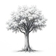 Majestic Monochrome Oak Tree Illustration Detailed Pencil Drawing Nature Art Botanical Print