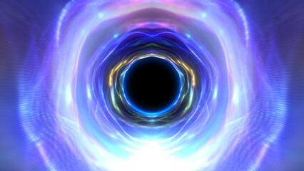 Portal with light effects. Neon tunnel. Abstract technology background.
