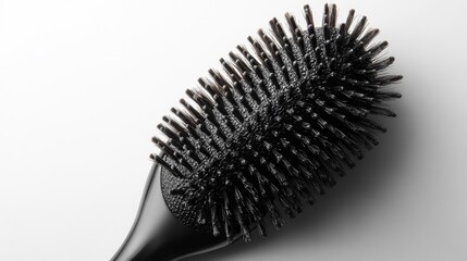 Close-up of a Black Hair Brush with Unique Bristles on Isolated Background. Generative AI