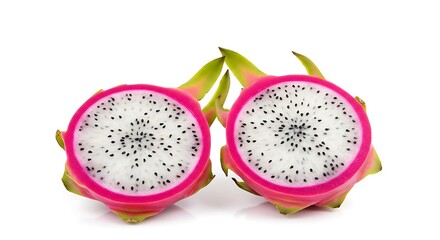 Sliced Dragon Fruit on White Background Fresh and Vibrant Food Photography