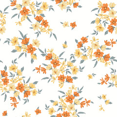 Vintage seamless floral pattern background of small pastel colorful flowers