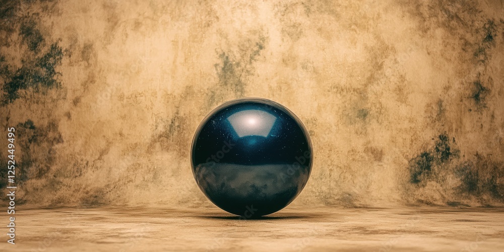 Poster static blue sphere on textured background artistic studio environment minimalist viewpoint