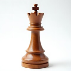 Fototapeta premium Elegant Wooden Chess Queen Piece Strategy Game Leadership Symbol Close up Studio Shot