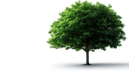 Obraz premium Lush green tree, isolated, white background, nature, environmental design