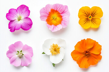 Variety flower in many color isolated on white background, Selective focus colorful blossom flower blooming on white background, Set of varies flower.