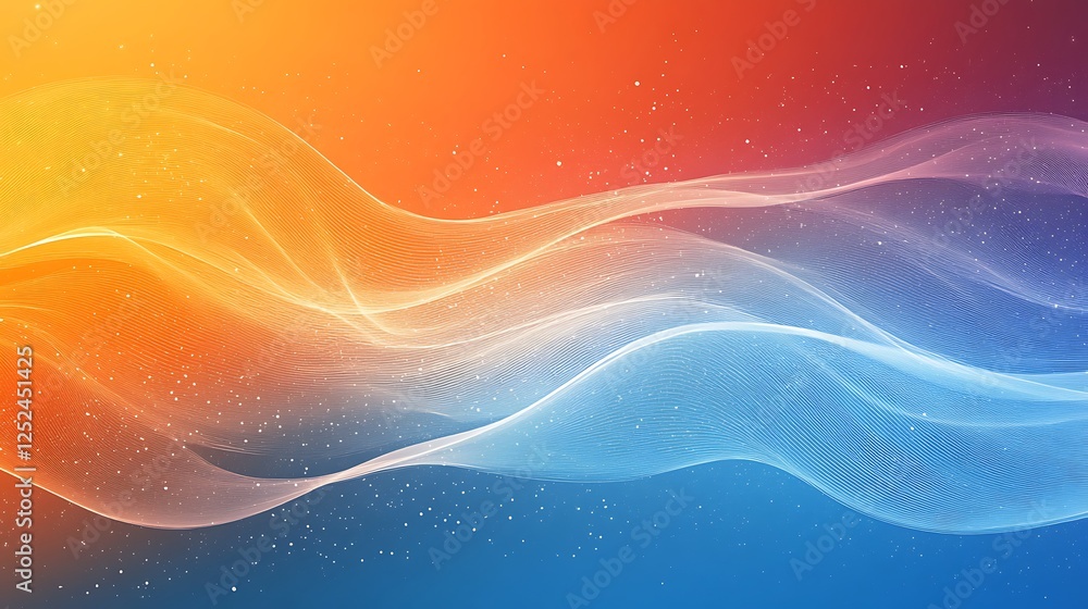 Poster abstract warm cool wave design with subtle sparkle