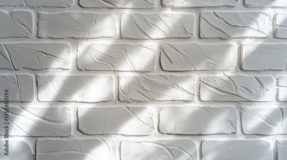 Poster stylized white brick wall with unique lighting pattern creating a textured visual appeal for diverse