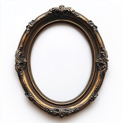 Chic vintage oval frame featuring intricate designs, ideal for adding character to any space, displayed on a plain white surface white backdrop