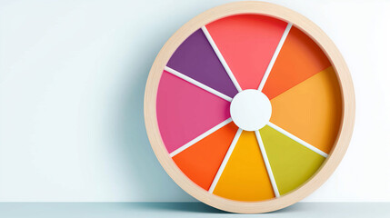 Obraz premium A vibrant color wheel displaying a spectrum of hues, representing creativity and artistic possibilities in design. with a place for the text