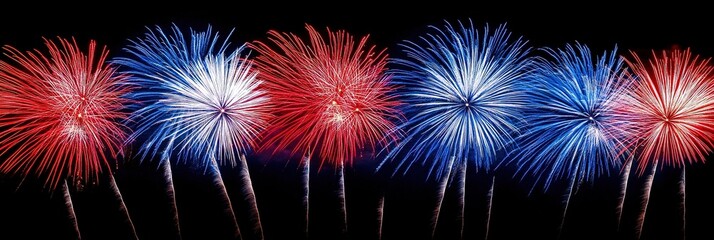 Fototapeta premium red fireworks, blue fireworks, red fireworks, patriotic