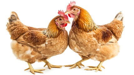 Fototapeta premium Two Brown Hens Close-Up Studio Shot