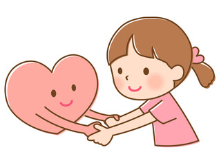 ハートと手をつなぐ女の子　子どものこころ　メンタルケア