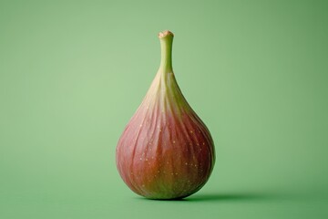 Fototapeta premium Single ripe fig presented against a light green background