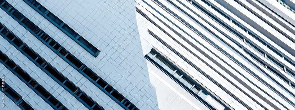 Poster modern architectural patterns with angled lines and textured facades in a contemporary urban setting
