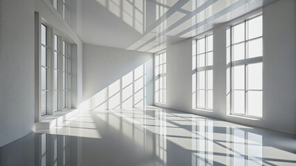 Bright, Empty Room with Large Windows Filled with Natural Light