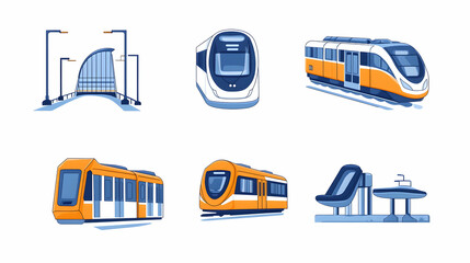 Urban Transport Illustrations - Modern trains and bridges. Possible use Stock illustration for educational or design purposes